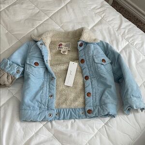 Kids Blue Corduroy Jacket with Sherpa Lining